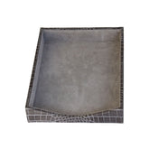 Protacini Castlerock Gray Italian Crocodile Leather Front-Load Letter Tray